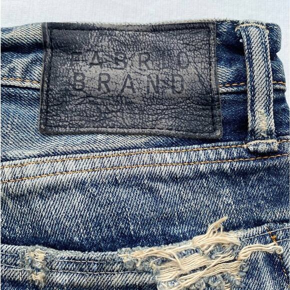 New Fabric Brand & Co Dirty Wash Selvedge Distressed Jean Denim Mini Skirt 29/34 - Picture 15 of 16